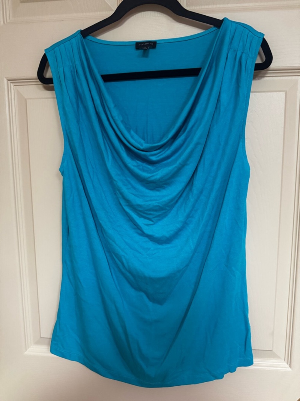 Talbots Women's Sleeveless Cowl Neck Top in Turquoise size M